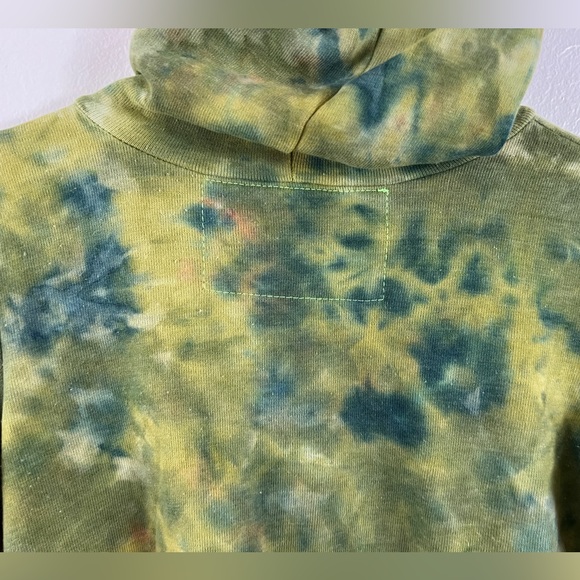 Aviator Nation KID'S HAND DYED ZIP HOODIE - TIE DYE GREEN YELLOW - Picture 5 of 7